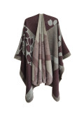 Women jacquard cape camouflage slit shawl