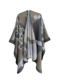 Women jacquard cape camouflage slit shawl
