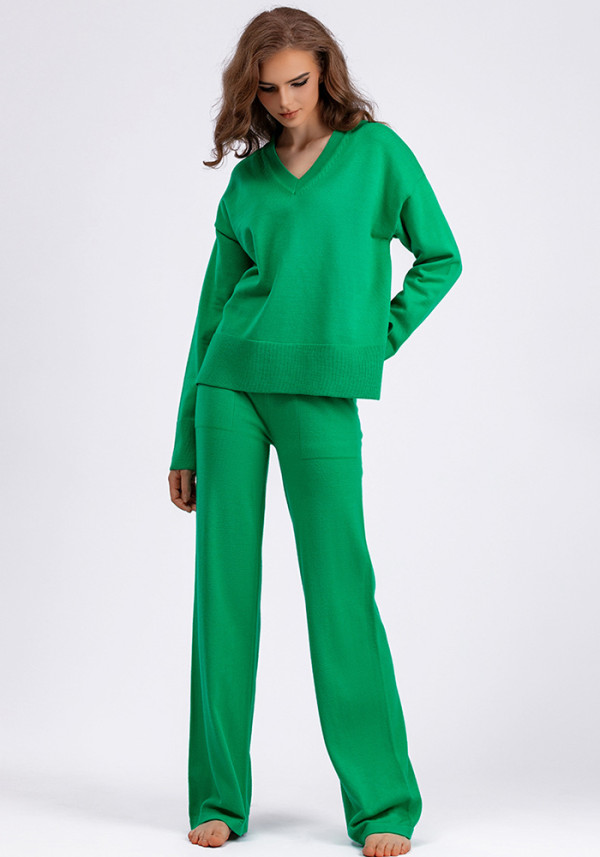 Women Autumn and Winter Loose Casual Sweater and Pant Two-piece Set