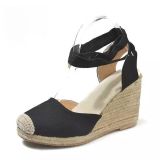 Summer wedge-heeled thick-soled Lace-Up hemp rope sandals