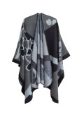 Women jacquard cape camouflage slit shawl