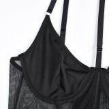 Women Halter Neck Crop Suspender Top