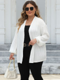 Plus Size Women Wavy Stripe Casual Loose Balloon Sleeve Jacket