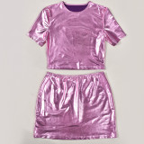Women summer sexy Crop Top and Mini Skirt two-piece set