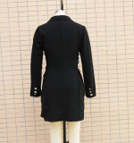 Autumn And Winter Slim Long Sleeve Career Dress Double Breasted Slim Waist Chic Blazer Dress For Women