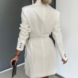Autumn And Winter Slim Long Sleeve Career Dress Double Breasted Slim Waist Chic Blazer Dress For Women