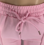 Solid Color Long Sleeve Pocket Straight Pants 2 Piece Set