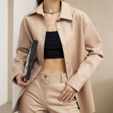 Autumn And Winter Fashionable Long Sleeve Women's Pu Shirt Women's Leather Jacket
