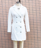 Autumn And Winter Slim Long Sleeve Career Dress Double Breasted Slim Waist Chic Blazer Dress For Women