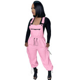 Casual Women's Loose Fashionable Drawstring Overalls Jumpsuit