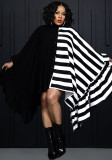 Women's  Fashion Striped Bat Sleeves Plus Size Dress