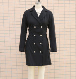 Autumn And Winter Slim Long Sleeve Career Dress Double Breasted Slim Waist Chic Blazer Dress For Women