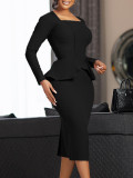 Plus Size African Women Long Sleeve Elegant Ruffle Dress