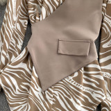 Women Long Sleeve Loose Striped Patchwork Fake Two-Piece Shirt