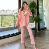 Women autumn loose long-sleeved shirt and trousers Casual two-piece set