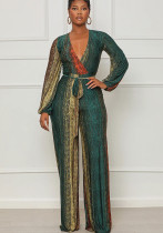 Women Casual Long Sleeve Loose Striped Jumpsuit Women Casual Long Sleeve Loose Striped Jumpsuit