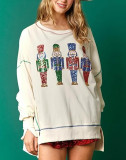 Autumn And Winter Women's Christmas Sequined Long Sleeve Pullover T-Shirt