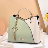 Patchwork Handbag Women's Bag Fashionable And Versatile Pu Leather Stylish Shoulder Crossbody Bag