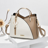 Patchwork Handbag Women's Bag Fashionable And Versatile Pu Leather Stylish Shoulder Crossbody Bag