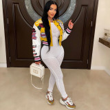 Autumn And Winter Positioning Print Baseball Jacket