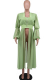 Women's Autumn Fashion Solid Color Long Sleeve Chic Dress