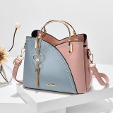 Patchwork Handbag Women's Bag Fashionable And Versatile Pu Leather Stylish Shoulder Crossbody Bag