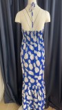 Halter Neck Strapless High Waist Printed Long Sexy Women's Dress