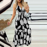 Halter Neck Strapless High Waist Printed Long Sexy Women's Dress