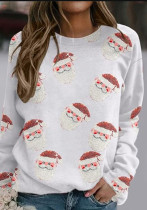 Autumn And Winter Women's Santa Print Casual Round Neck Long Sleeve T-Shirt Autumn And Winter Women's Santa Print Casual Round Neck Long Sleeve T-Shirt