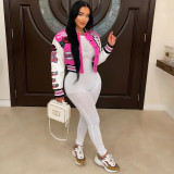 Autumn And Winter Positioning Print Baseball Jacket