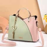 Patchwork Handbag Women's Bag Fashionable And Versatile Pu Leather Stylish Shoulder Crossbody Bag