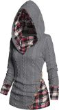 Women's Hoodie Ribbed Sweater Long Sleeve Hooded Shirt Casual Pullover Sweatshirt