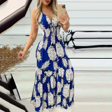 Halter Neck Strapless High Waist Printed Long Sexy Women's Dress