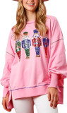 Autumn And Winter Women's Christmas Sequined Long Sleeve Pullover T-Shirt