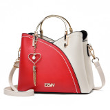 Patchwork Handbag Women's Bag Fashionable And Versatile Pu Leather Stylish Shoulder Crossbody Bag