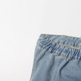 Women Street Style Strapless Pockets Denim Cargo Jumpsuit