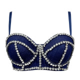 Women Denim Herringbone Diamond Shaping Corset Top