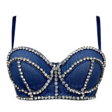 Women Denim Herringbone Diamond Shaping Corset Top