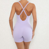 Women Adjustable Shoulder Straps Hollow Sports Yoga Jumpsuit