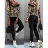 Women bat long-sleeved top and Pant two-piece set