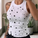 Women Round Neck Camo Print Sleeveless Top