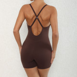 Women Adjustable Shoulder Straps Hollow Sports Yoga Jumpsuit