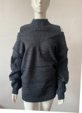 Women off-shoulder turtleneck loose sweater