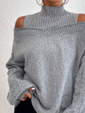 Women off-shoulder turtleneck loose sweater