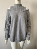 Women off-shoulder turtleneck loose sweater