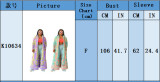 Pleated Printed Plus Size Windbreaker Long Coat For Women