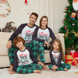 Christmas Family Wear Letter Green Plaid Print Home Clothes Pajama Two-piece Set