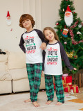 Christmas Family Wear Letter Green Plaid Print Home Clothes Pajama Two-piece Set