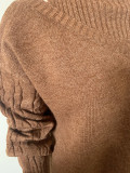 Women off-shoulder turtleneck loose sweater