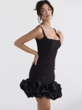 Patchwork Bandage Dress Fashion Sleeveless Square Neck Slim Fit Bodycon Dress Formal Party Dress